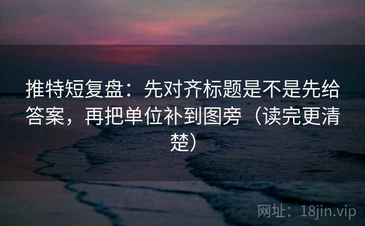 推特短复盘:先对齐标题是不是先给答案,再把单位补到图旁(读完更清楚) 推特短复盘:先对齐标题是不是先给答案,再把单位补到图旁(读完更清楚)
